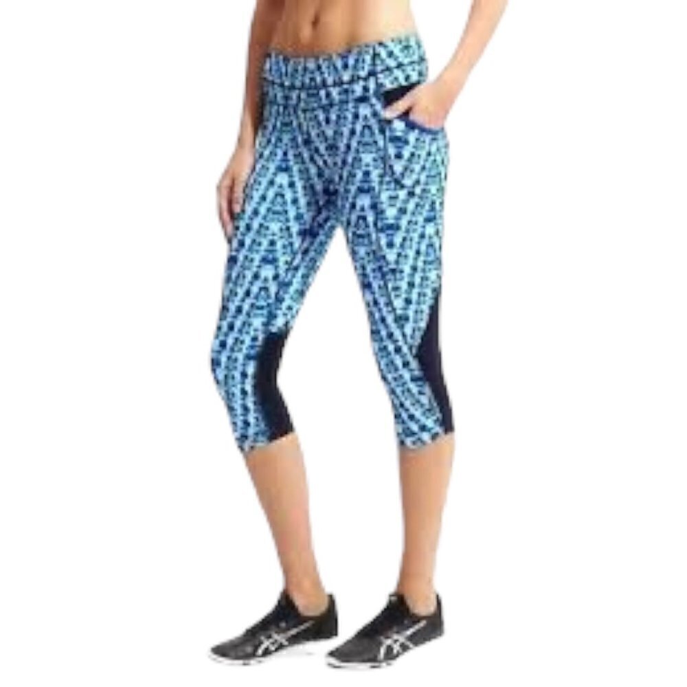 Athleta Tie Dye Free Knicker Navy Capri Cropped Leggings Medium